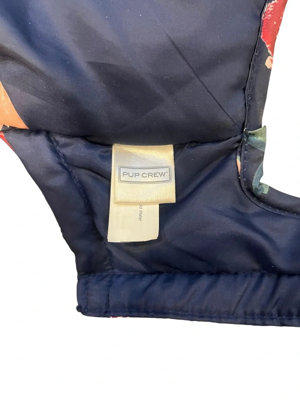 Navy Floral Puffer Dog Coat with Faux Fur Hood